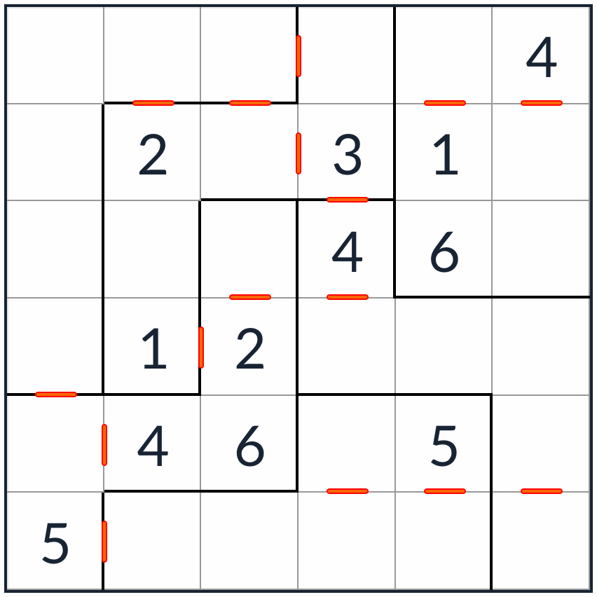 Sudoku consécutif irrégulier 6x6