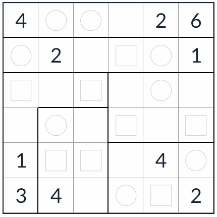 Anti-Knight irrégulier égal à Sudoku 6x6