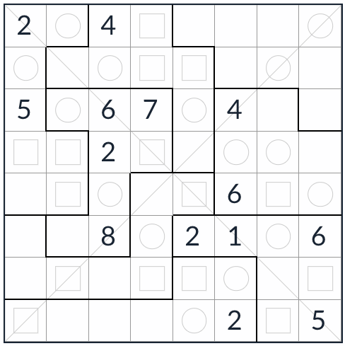 Diagonale irrégulière égale à Sudoku 8x8