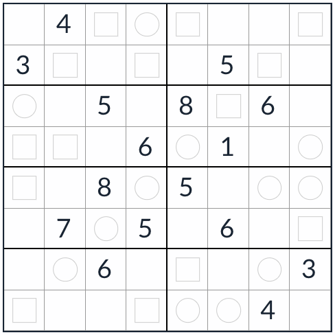 Anti-Knight Amen-Od Sudoku 8x8