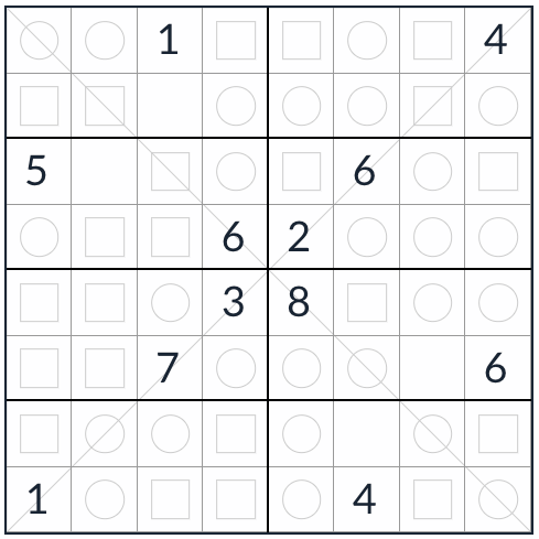 Diagonale même dans le sudoku 8x8