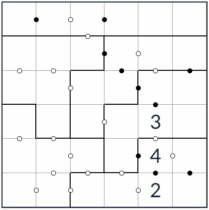 Kropki Sudoku irrégulier 6x6