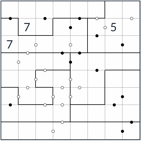 Anti-Knight irrégulier Kropki Sudoku 8x8