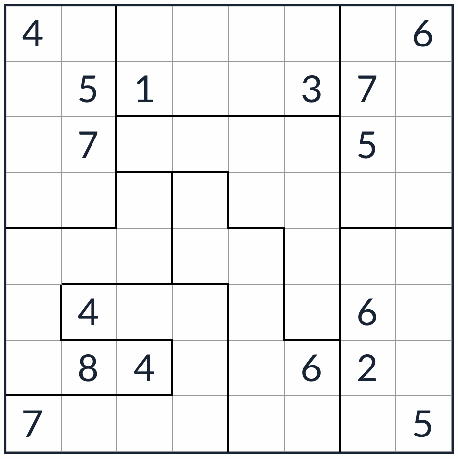 Sudoku 8x8 irrégulier non consécutif