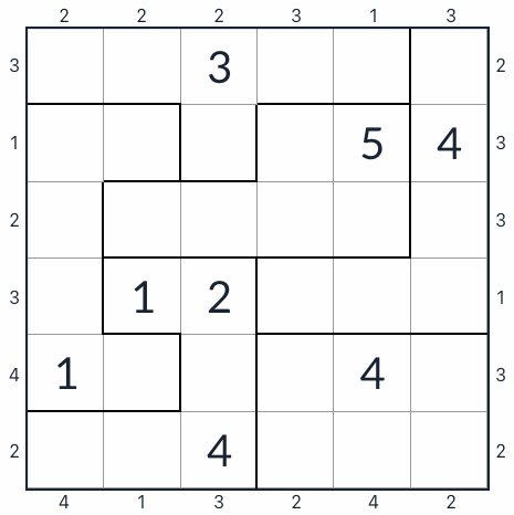 Gratte-ciel irrégulier Sudoku 6x6