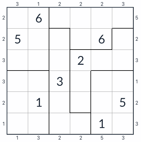 Gratte-ciel irrégulier anti-King Sudoku 6x6