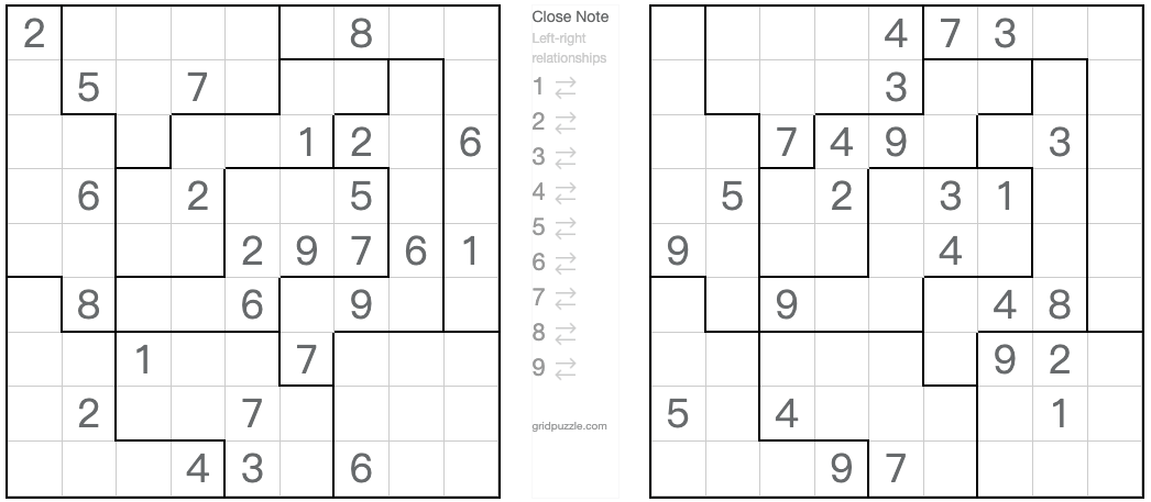 Jumelle jumelle correspondante Sudoku
