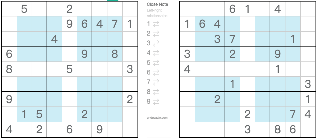 Twin Hyper Sudoku anti-roi correspondant
