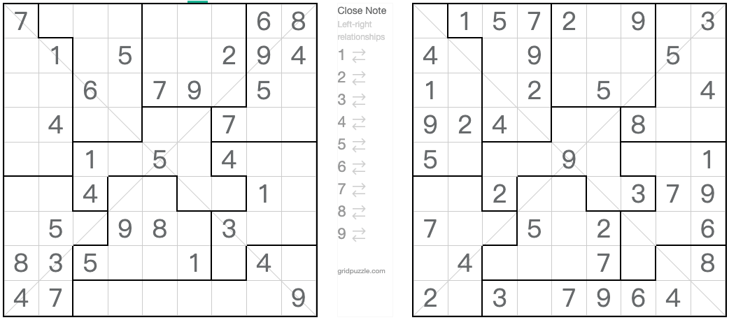 Juge diagonale correspondante Sudoku